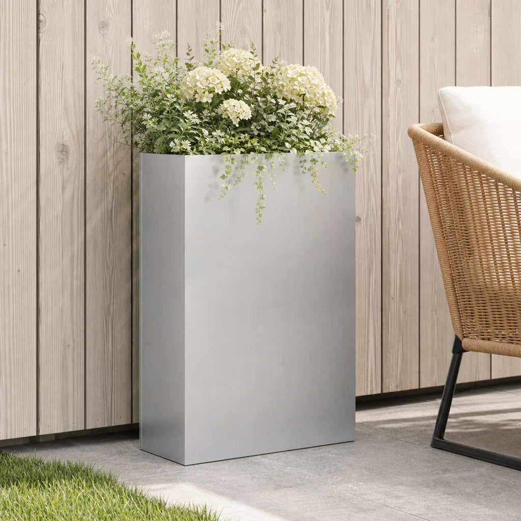 vidaXL Doniczka ogrodowa srebrny 50 x 20 x 75 cm Stal ocynkowana