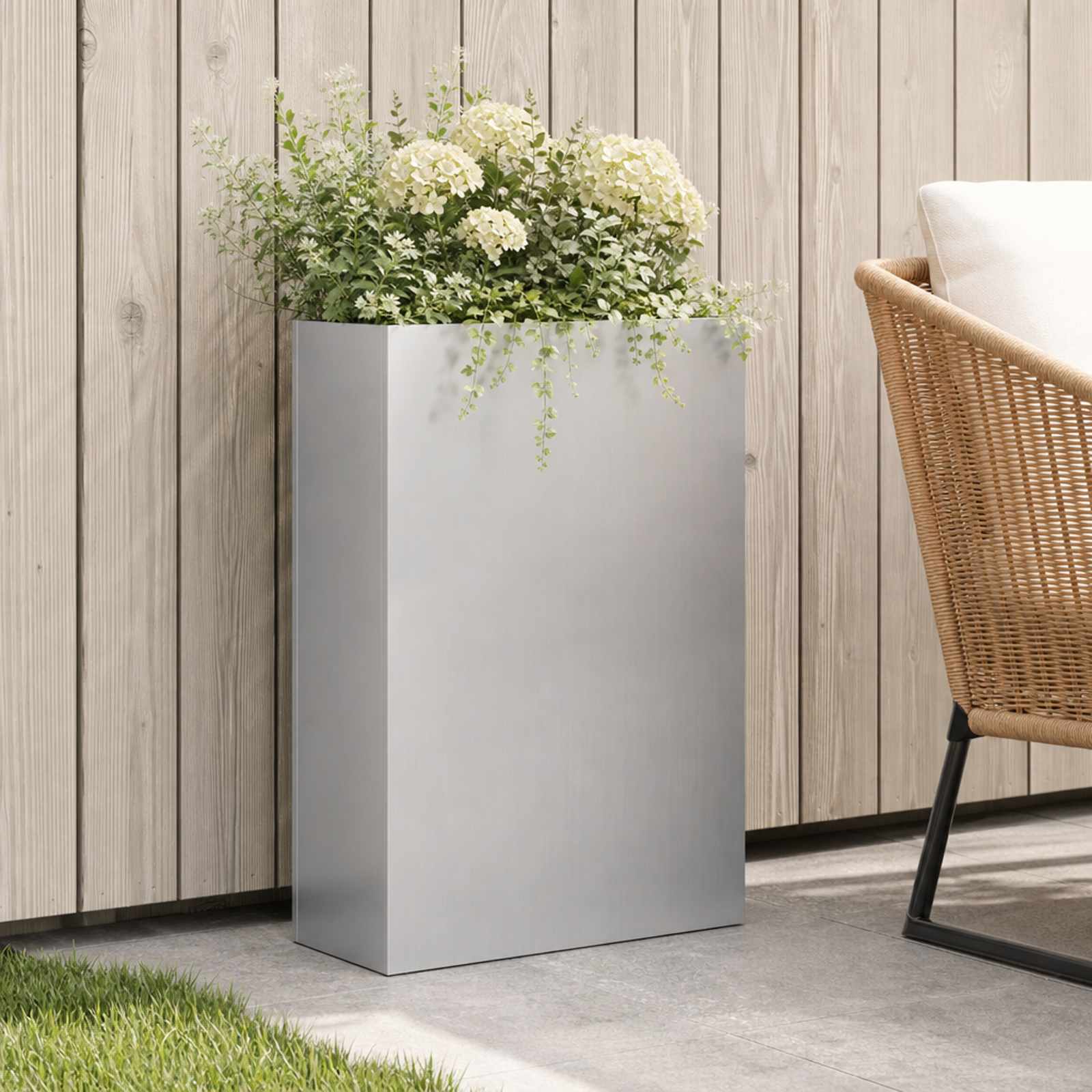vidaXL Doniczka ogrodowa srebrny 50 x 20 x 75 cm Stal ocynkowana