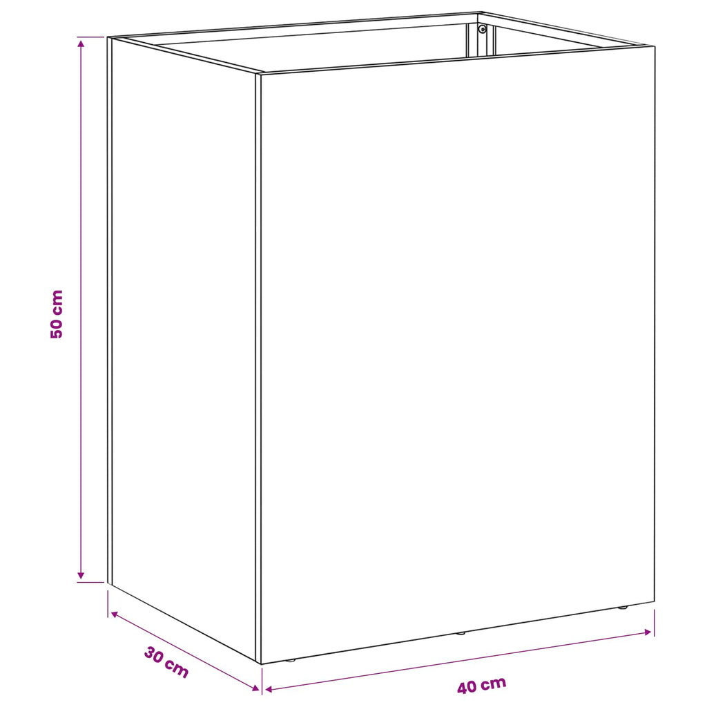 vidaXL Doniczka ogrodowa srebrny 40 x 30 x 50 cm Stal nierdzewna
