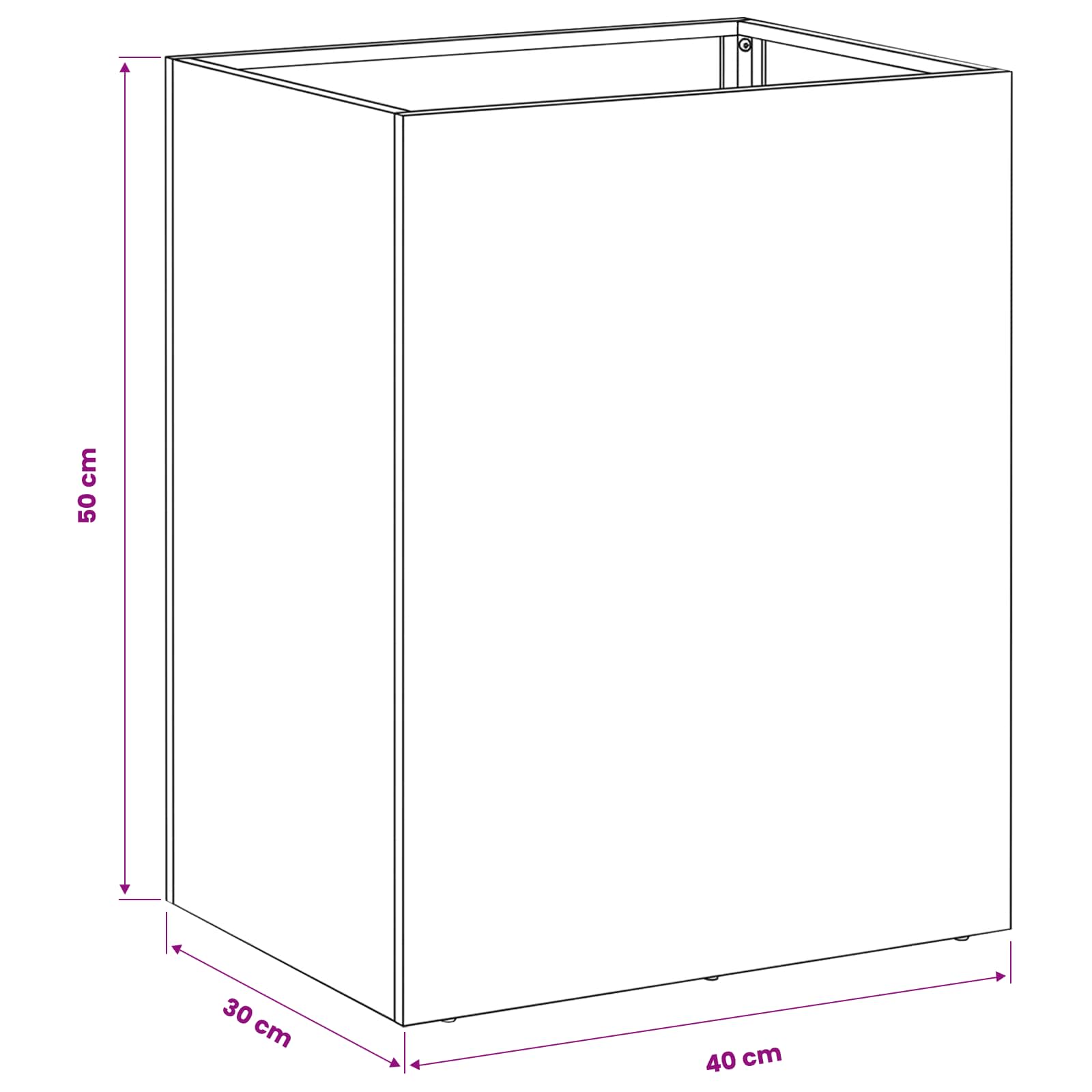 vidaXL Doniczka ogrodowa srebrny 40 x 30 x 50 cm Stal nierdzewna