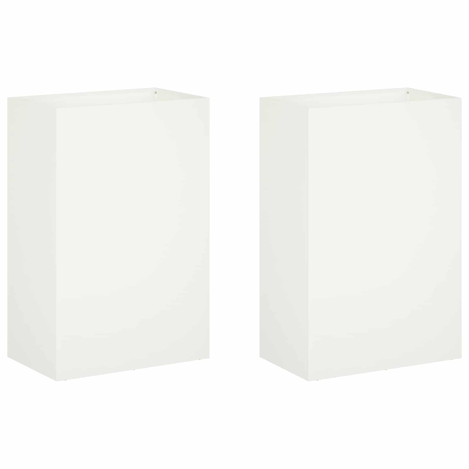 vidaXL Doniczka ogrodowa 2 szt. Biały 40 x 30 x 75 cm Stal zimnogięta