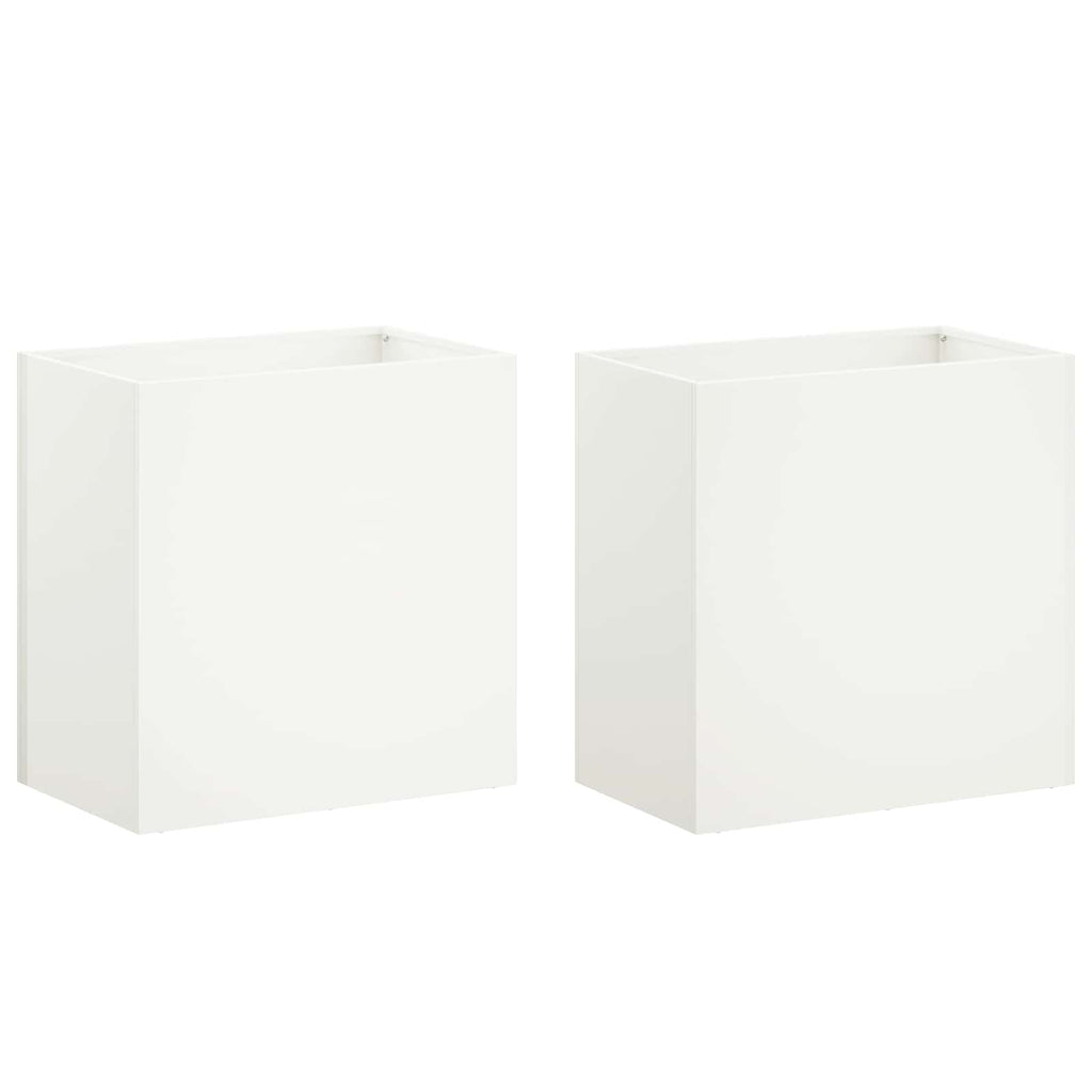 vidaXL Doniczka ogrodowa 2 szt. Biały 50 x 30 x 40 cm Stal zimnogięta