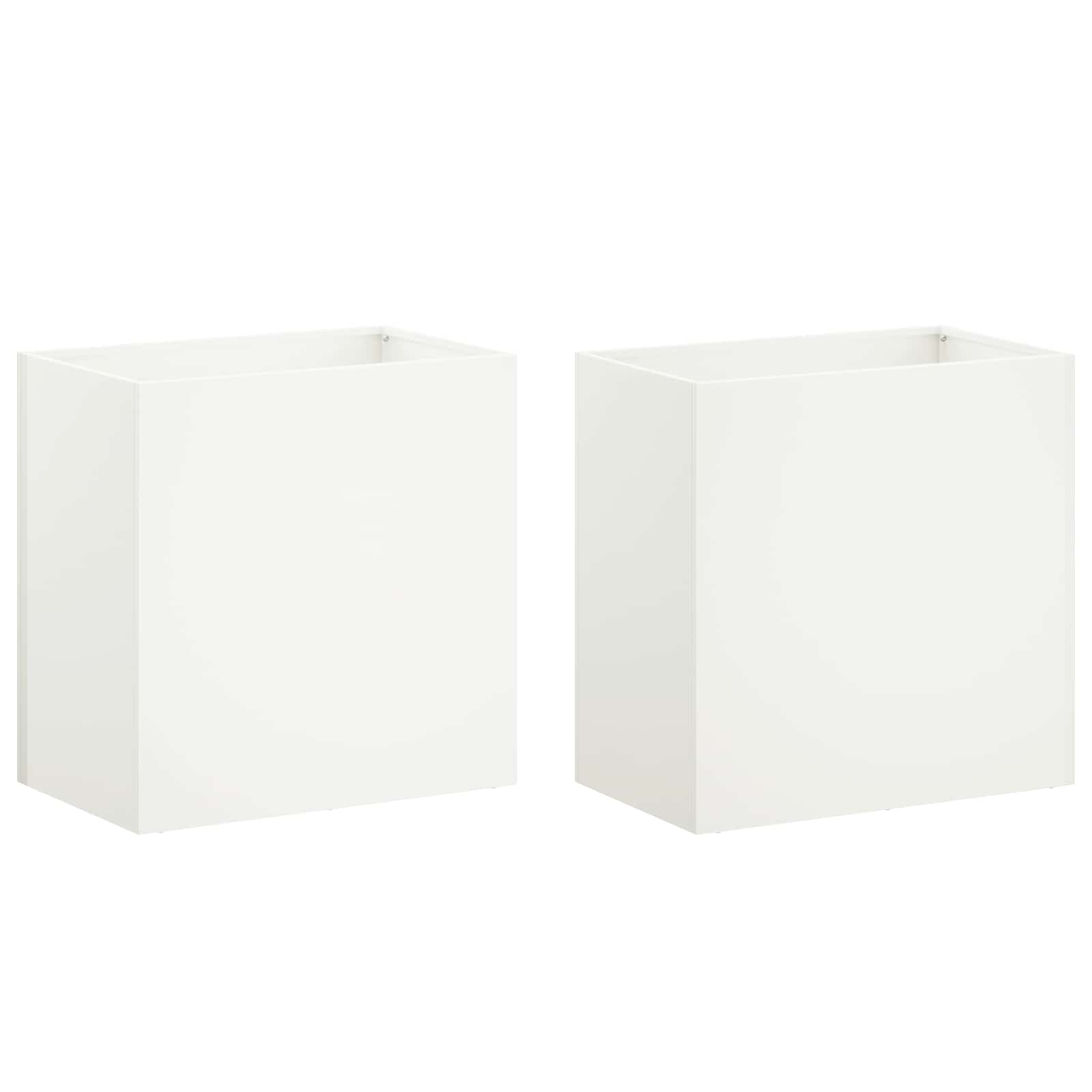 vidaXL Doniczka ogrodowa 2 szt. Biały 50 x 30 x 40 cm Stal zimnogięta