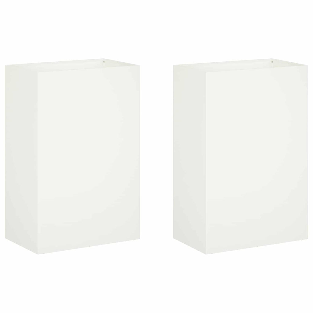 vidaXL Doniczka ogrodowa 2 szt. Biały 50 x 30 x 75 cm Stal zimnogięta