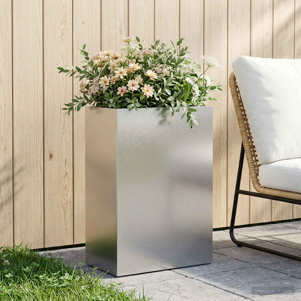 vidaXL Doniczka ogrodowa srebrny 50 x 30 x 75 cm Stal nierdzewna