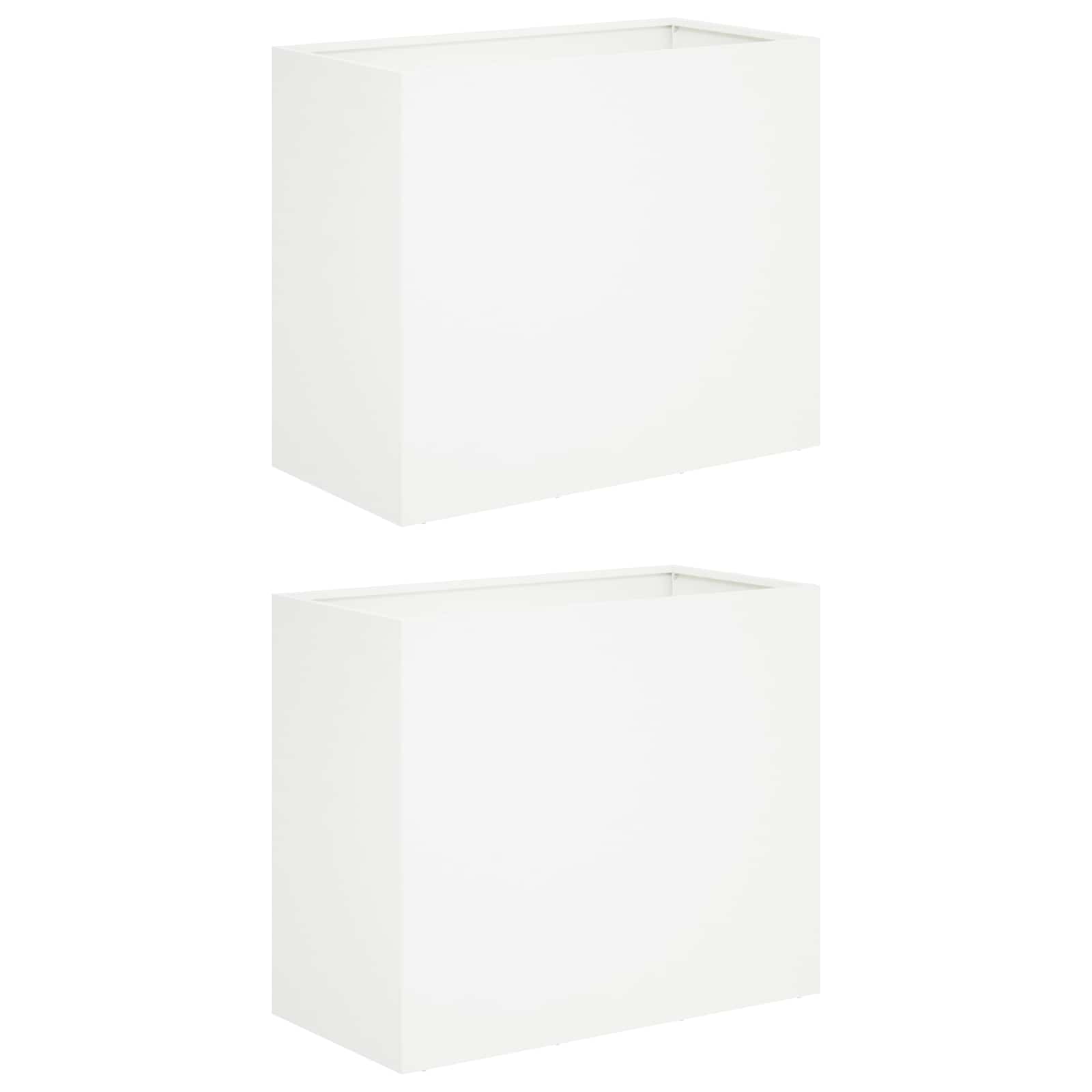 vidaXL Doniczka ogrodowa 2 szt. Biały 60 x 30 x 40 cm Stal zimnogięta
