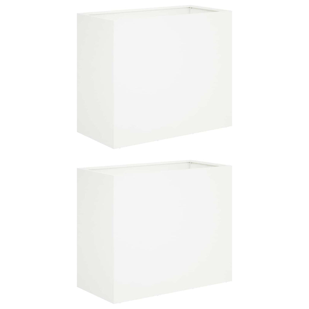 vidaXL Doniczka ogrodowa 2 szt. Biały 60 x 30 x 50 cm Stal zimnogięta