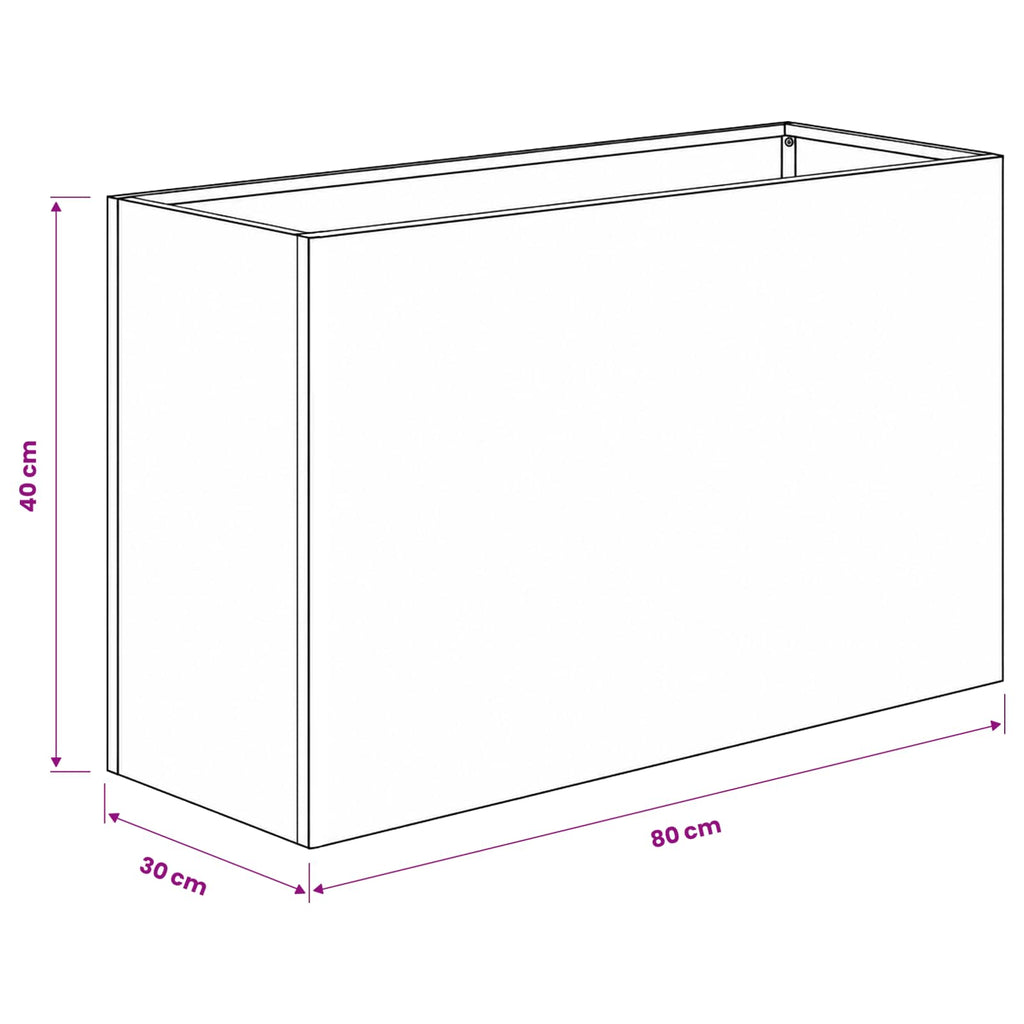 vidaXL Doniczka ogrodowa Czarny 80 x 30 x 40 cm Stal zimnogięta