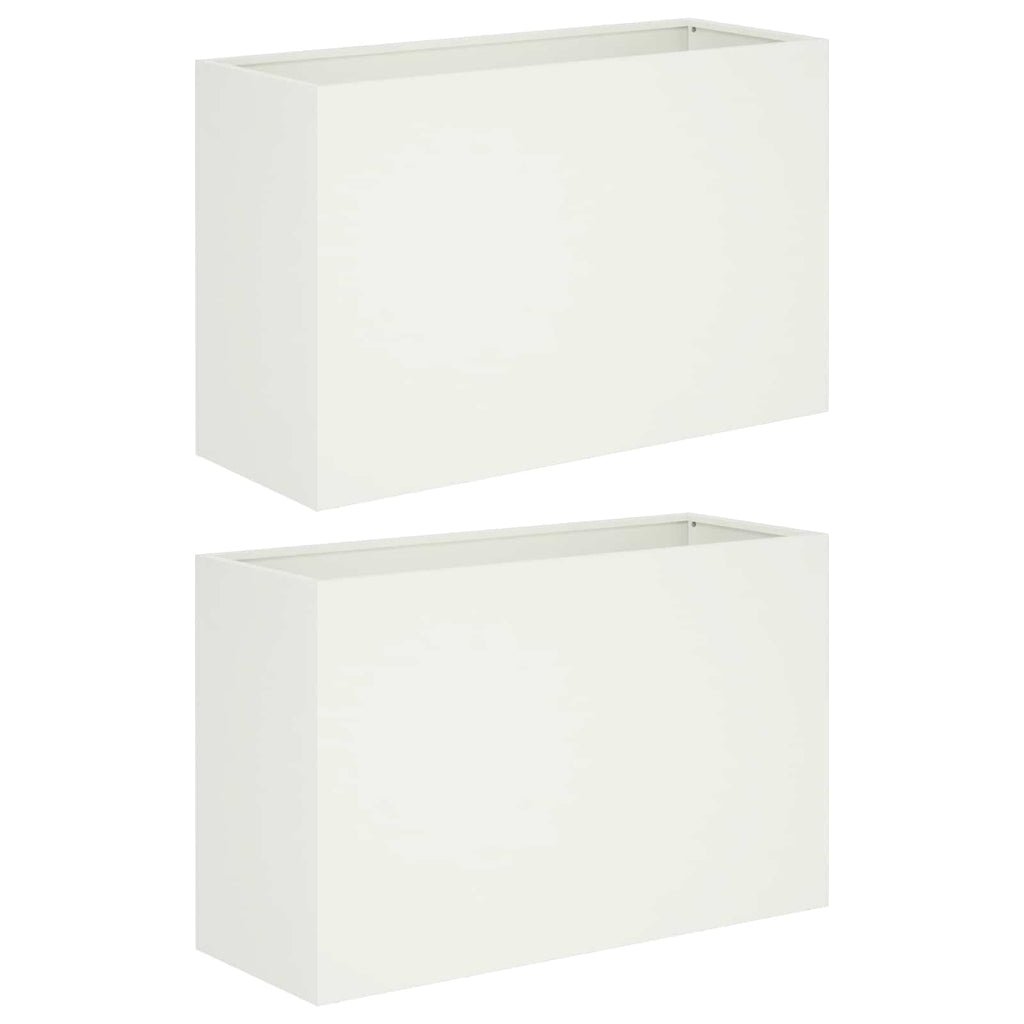 vidaXL Doniczka ogrodowa 2 szt. Biały 80 x 30 x 40 cm Stal zimnogięta