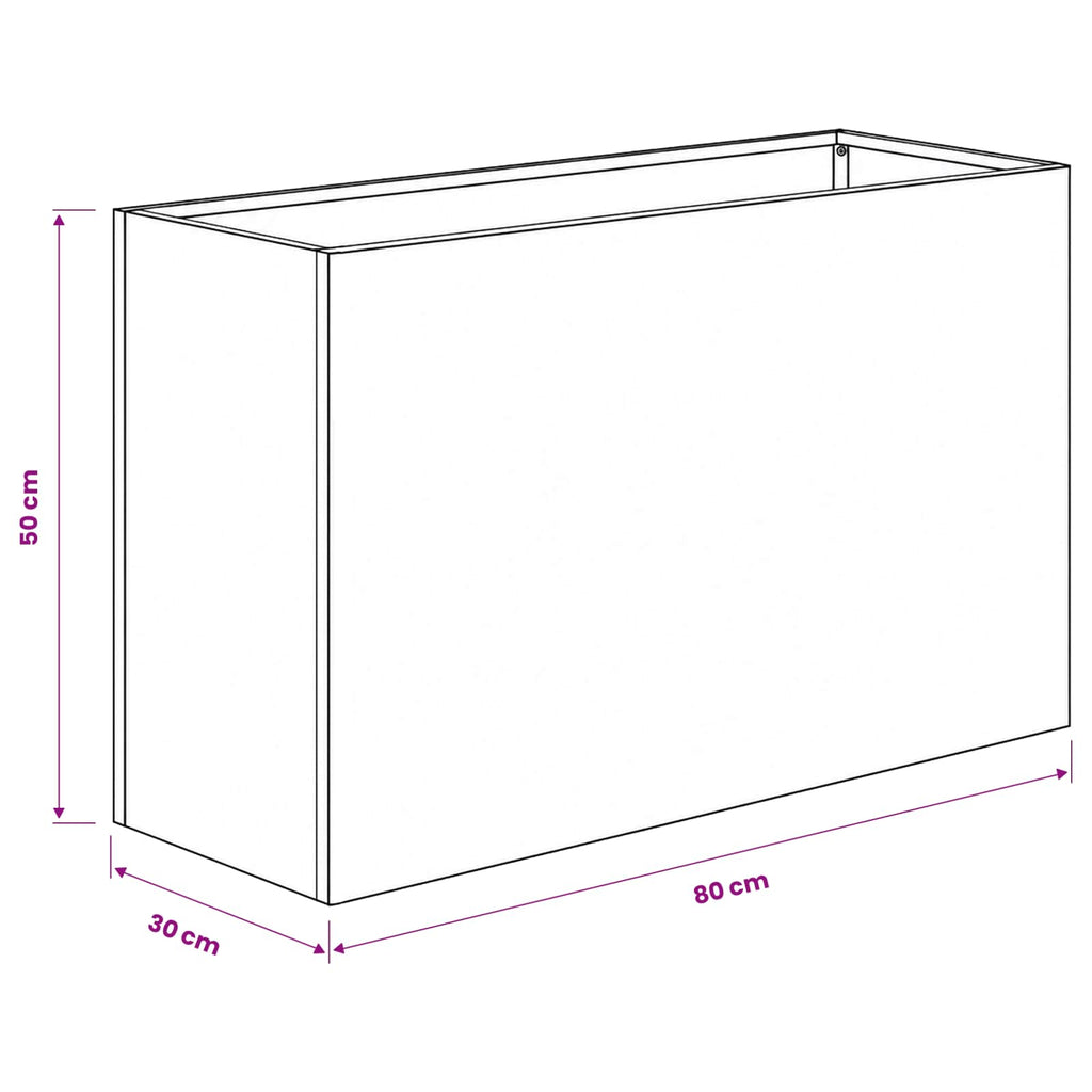 vidaXL Doniczka ogrodowa antracytowy 80 x 30 x 50 cm Stal zimnogięta