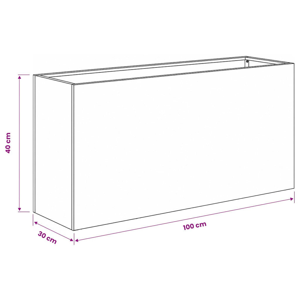 vidaXL Doniczka ogrodowa Biały 100 x 30 x 40 cm Stal zimnogięta