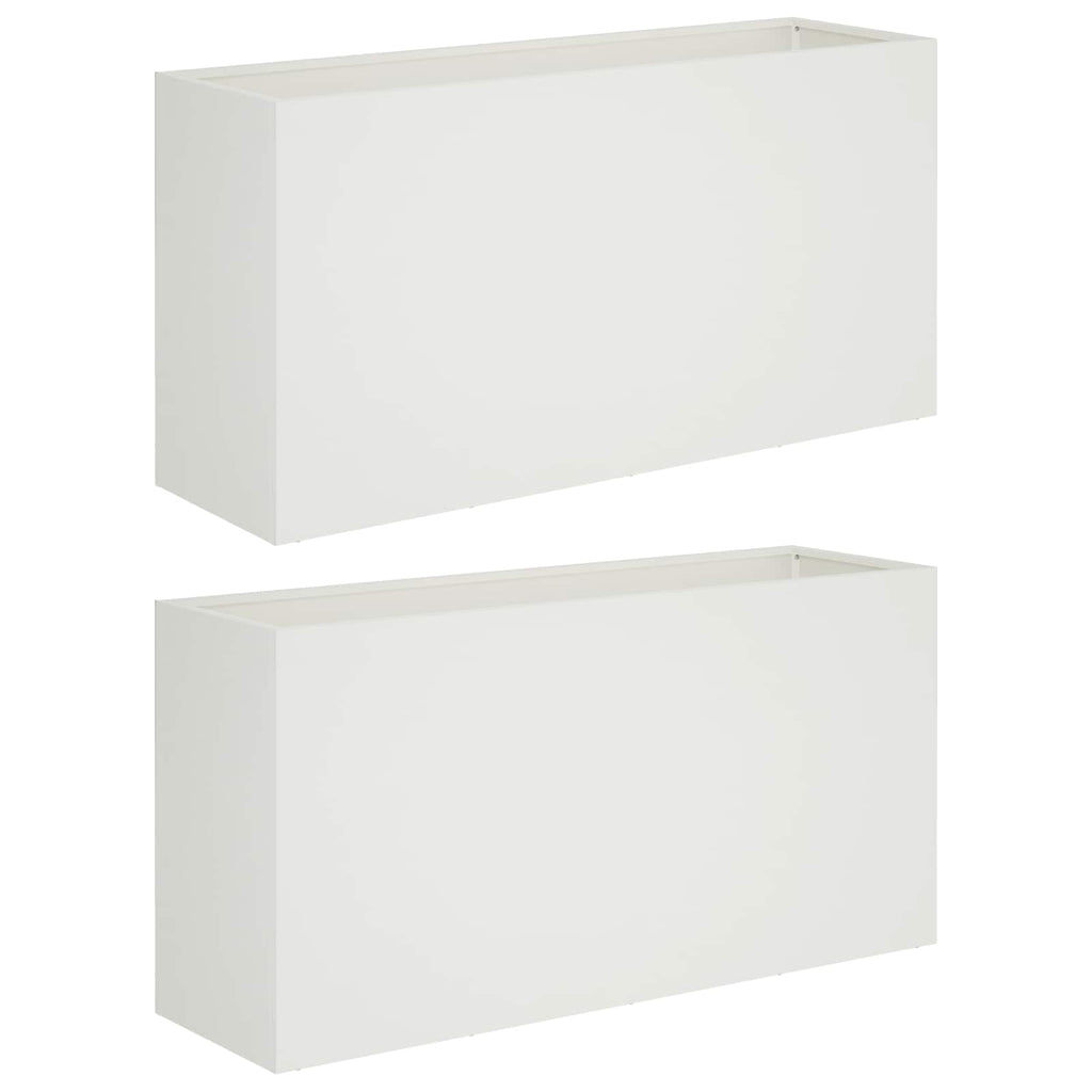 vidaXL Doniczka ogrodowa 2 szt. Biały 100 x 30 x 40 cm Stal zimnogięta