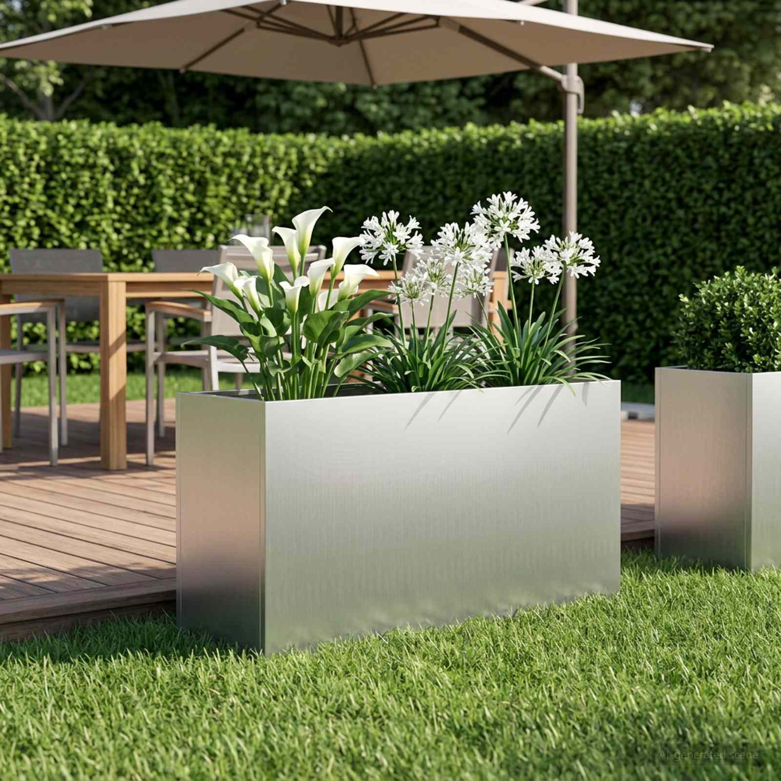vidaXL Doniczka ogrodowa srebrny 100 x 30 x 40 cm Stal ocynkowana