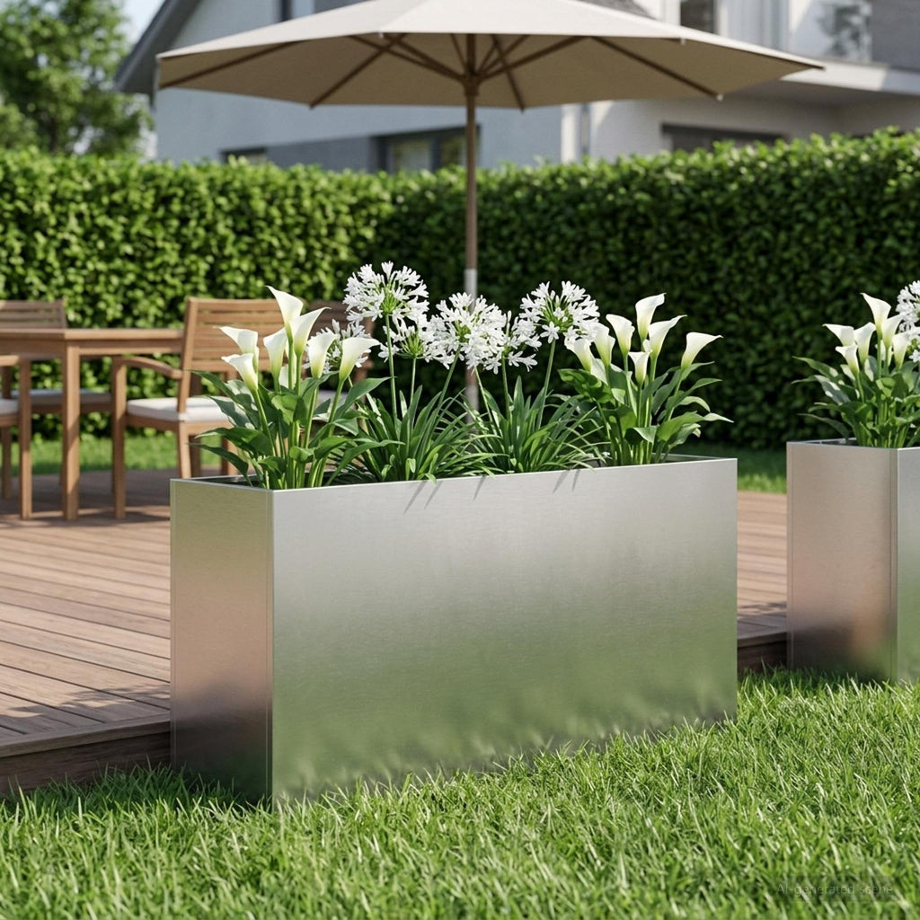vidaXL Doniczka ogrodowa srebrny 100 x 30 x 50 cm Stal nierdzewna