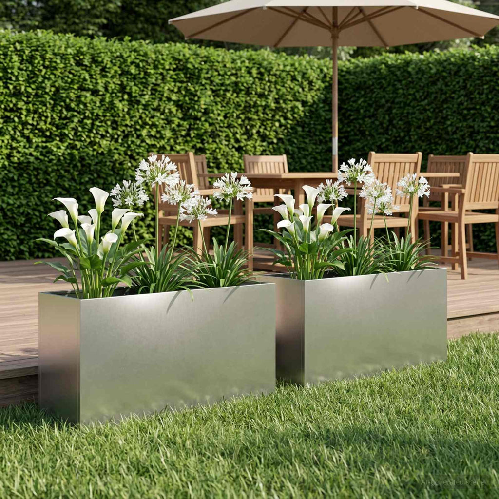 vidaXL Doniczka ogrodowa 2 szt. srebrny 100 x 30 x 50 cm