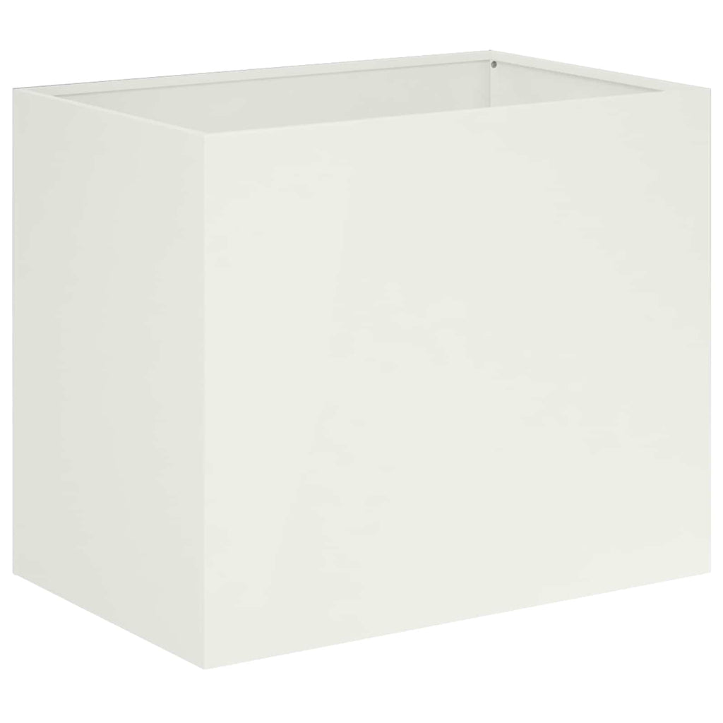 vidaXL Doniczka ogrodowa Biały 50 x 40 x 50 cm Stal zimnogięta
