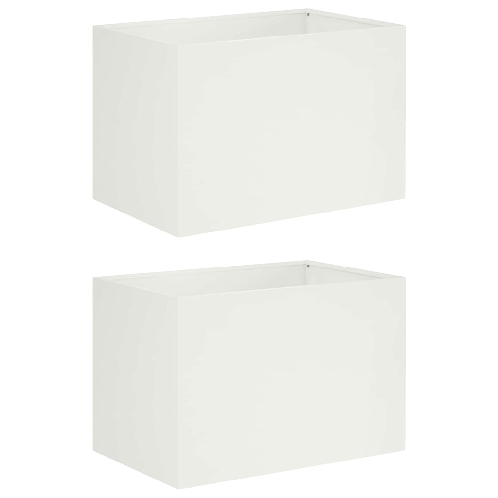 vidaXL Doniczka ogrodowa 2 szt. Biały 60 x 40 x 40 cm Stal zimnogięta