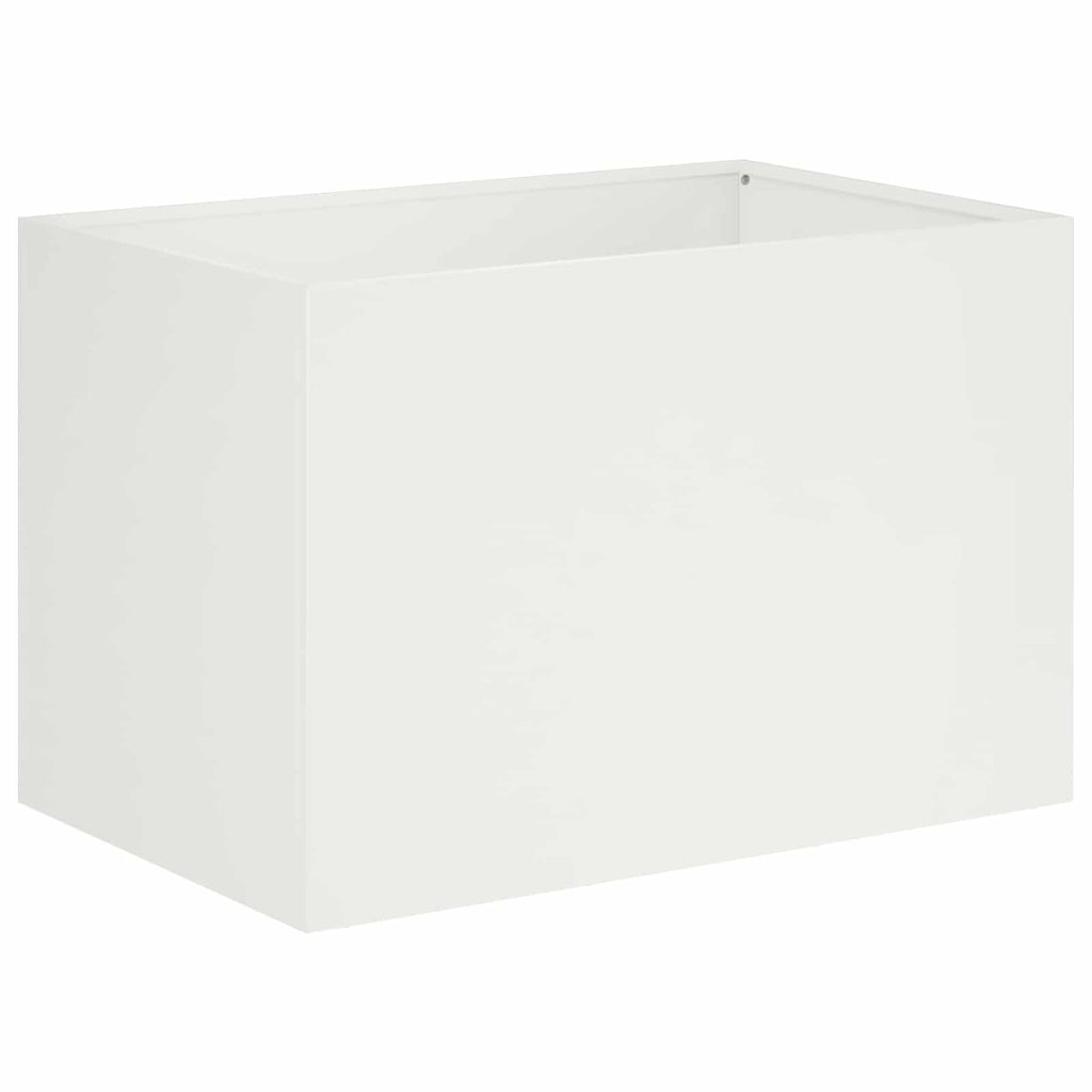 vidaXL Doniczka ogrodowa 2 szt. Biały 60 x 40 x 40 cm Stal zimnogięta