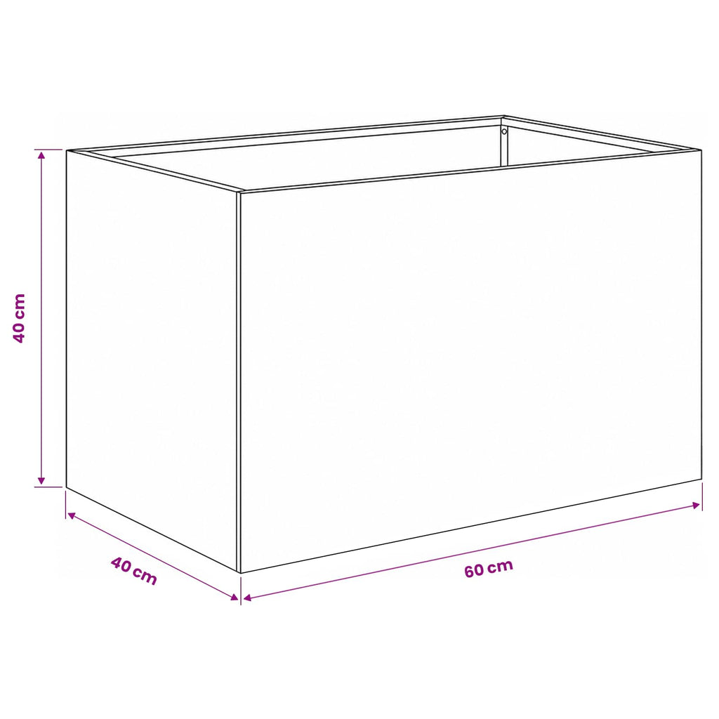 vidaXL Doniczka ogrodowa 2 szt. Biały 60 x 40 x 40 cm Stal zimnogięta