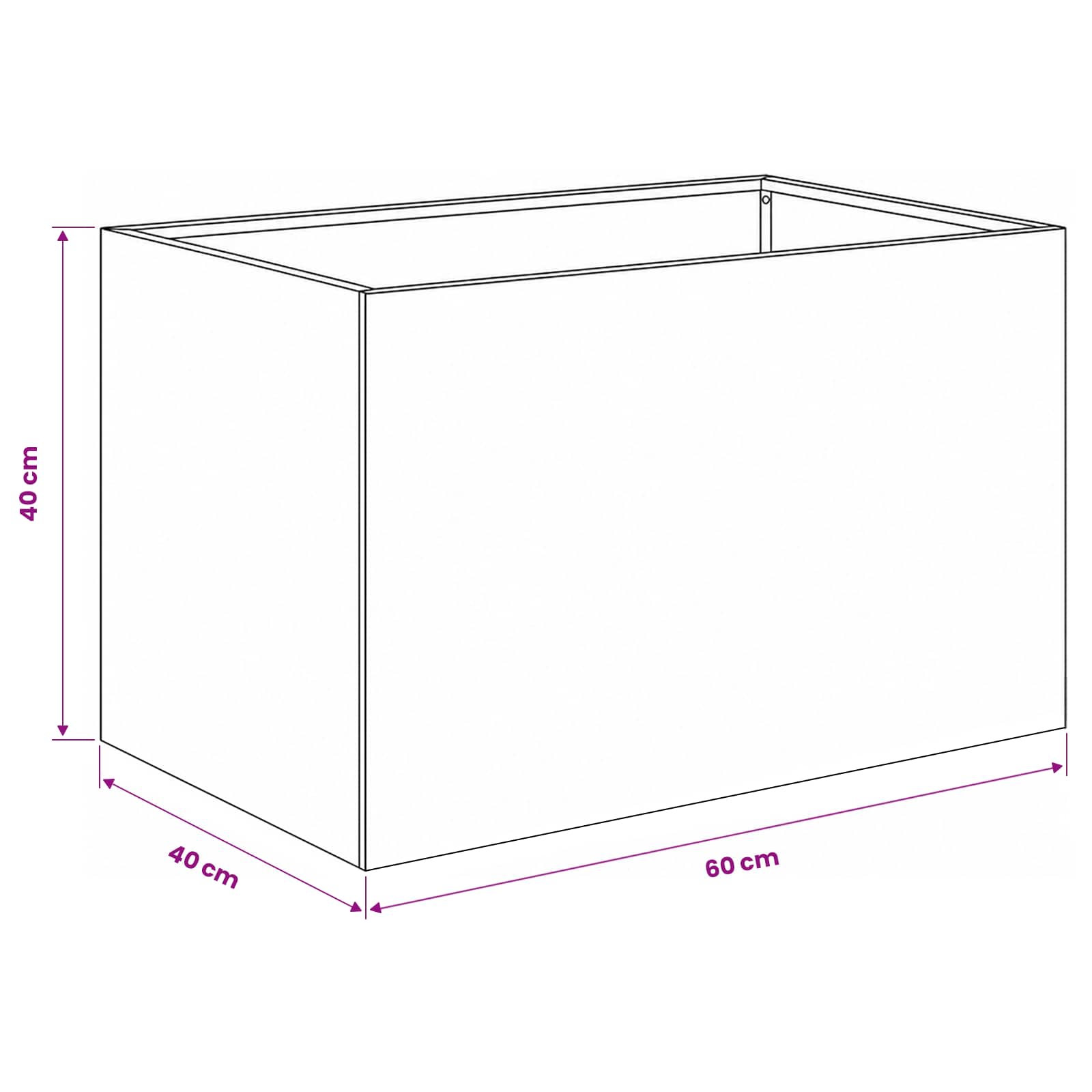vidaXL Doniczka ogrodowa 2 szt. Biały 60 x 40 x 40 cm Stal zimnogięta