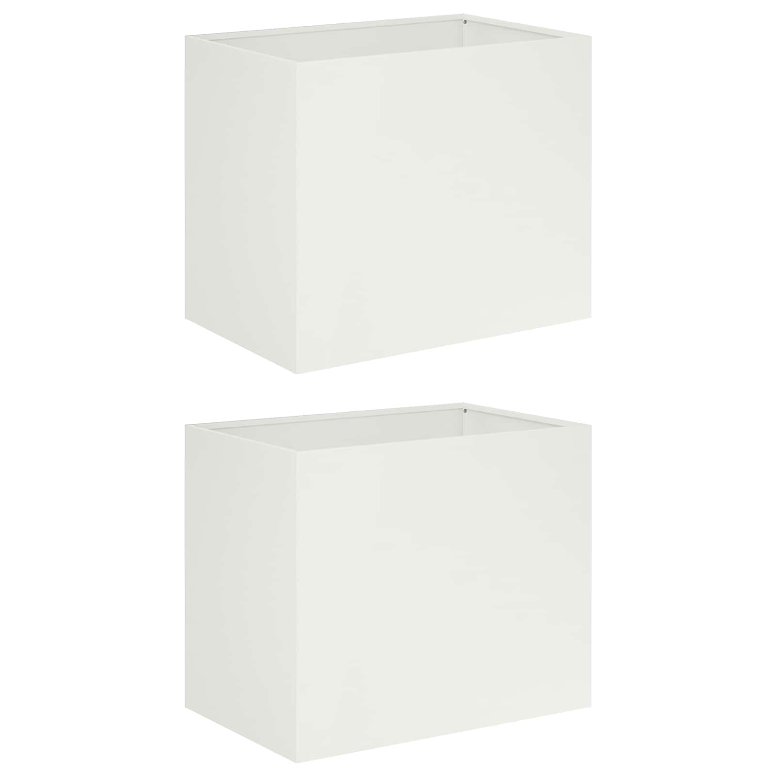 vidaXL Doniczka ogrodowa 2 szt. Biały 60 x 40 x 50 cm Stal zimnogięta