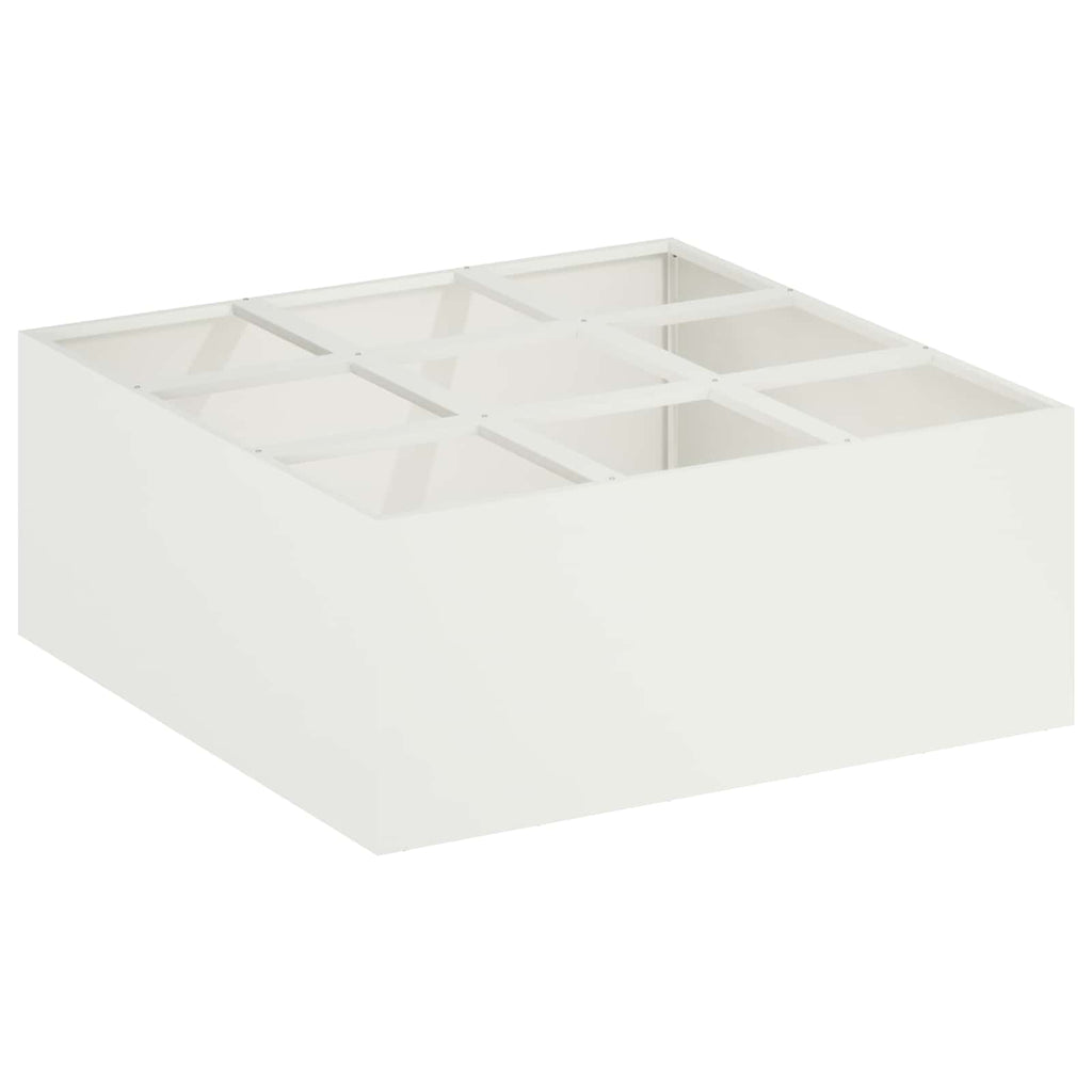 vidaXL Doniczka ogrodowa Biały 100 x 100 x 20 cm Stal zimnogięta