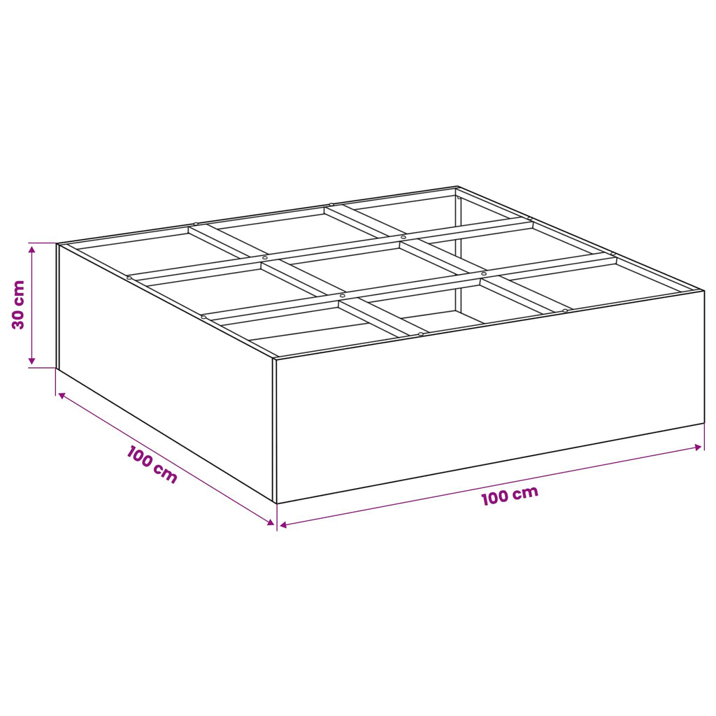 vidaXL Doniczka ogrodowa srebrny 100 x 100 x 20 cm Stal ocynkowana