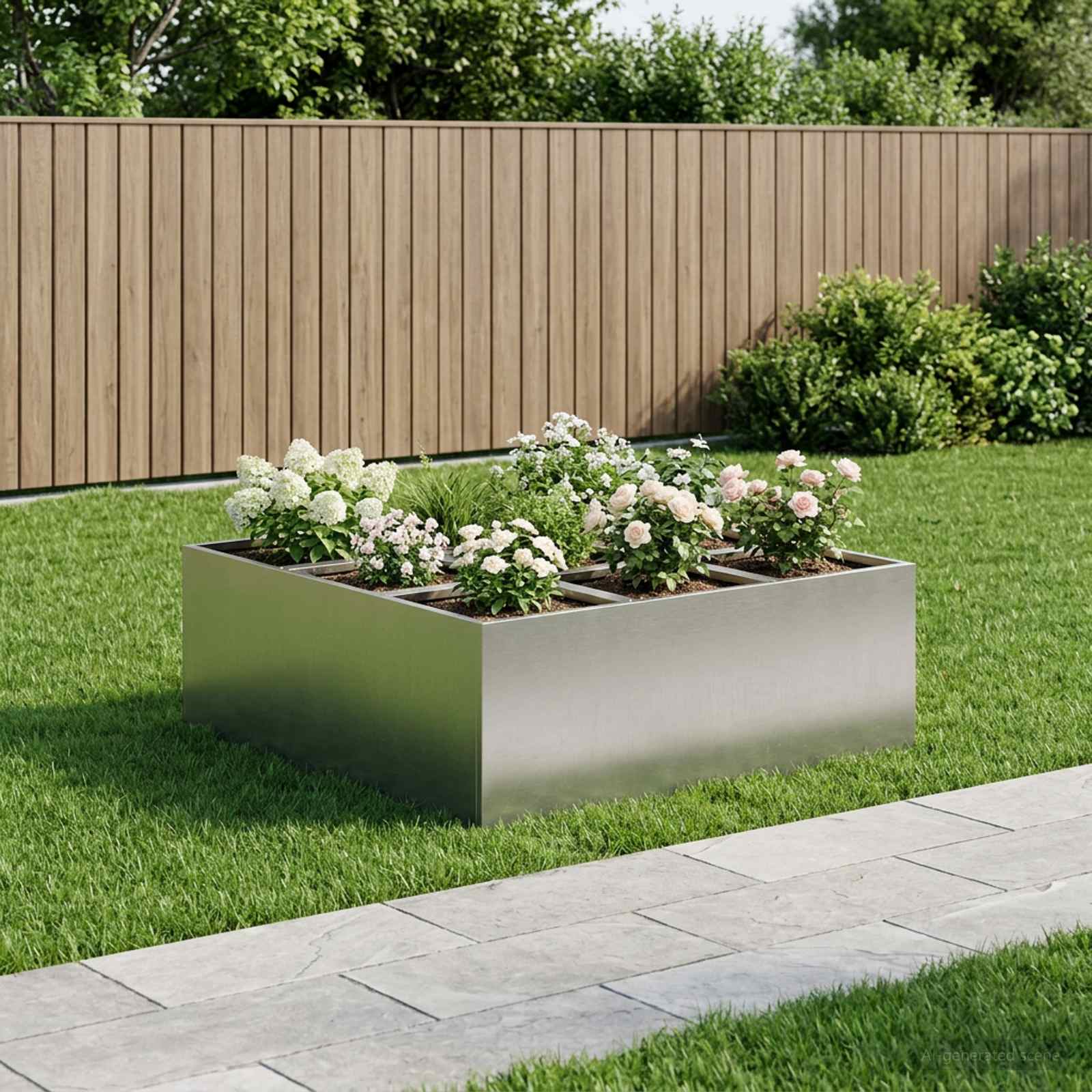 vidaXL Doniczka ogrodowa srebrny 100 x 100 x 30 cm Stal nierdzewna