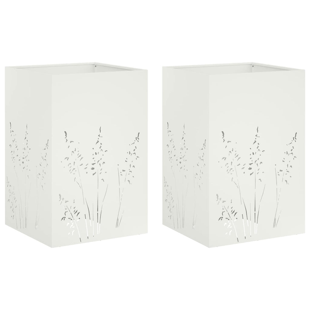 vidaXL Doniczka ogrodowa 2 szt. Biały 50 x 50 x 75 cm Stal zimnogięta