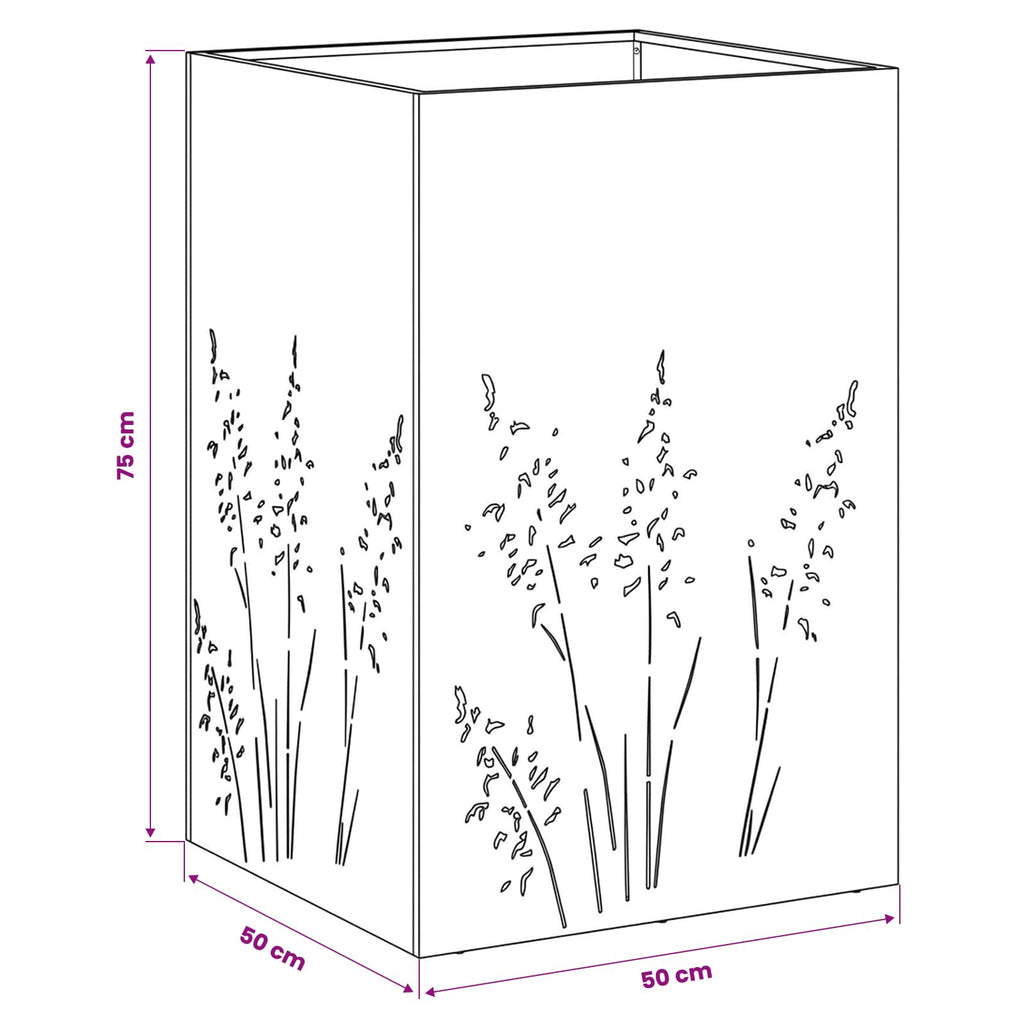 vidaXL Doniczka ogrodowa srebrny 50 x 50 x 75 cm Stal nierdzewna