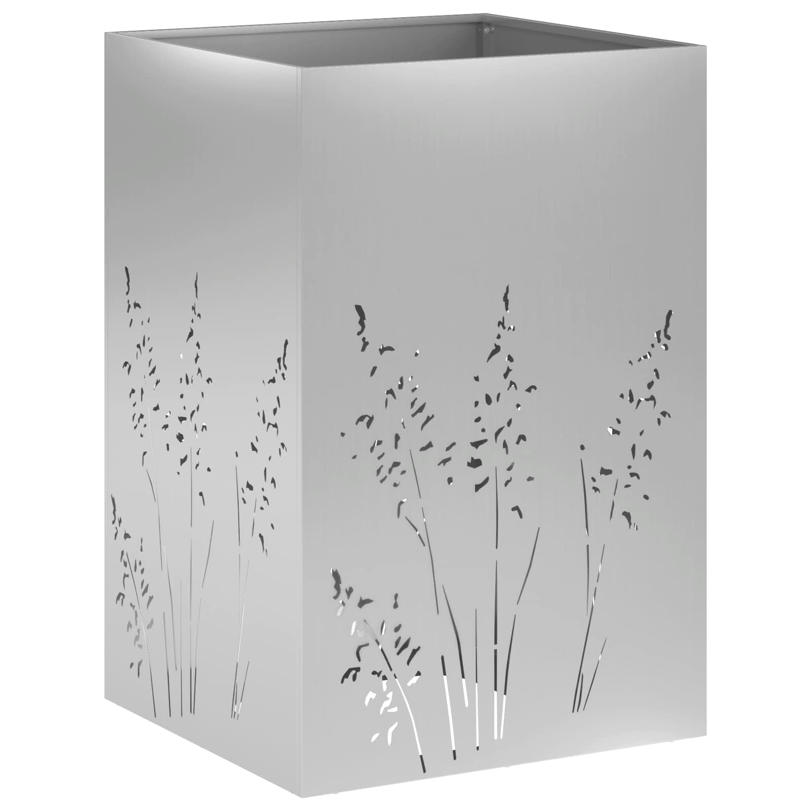 vidaXL Doniczka ogrodowa srebrny 50 x 50 x 75 cm Stal ocynkowana