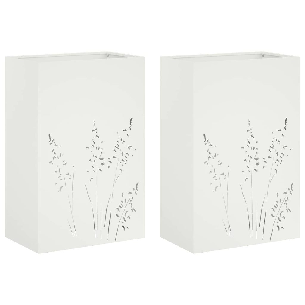 vidaXL Doniczka ogrodowa 2 szt. Biały 50 x 30 x 75 cm Stal zimnogięta