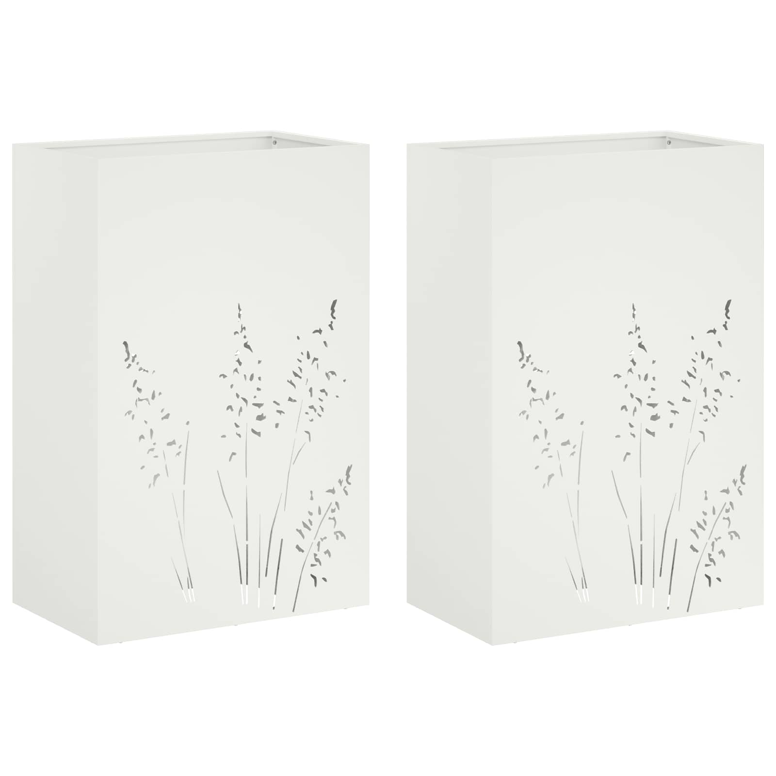 vidaXL Doniczka ogrodowa 2 szt. Biały 50 x 30 x 75 cm Stal zimnogięta