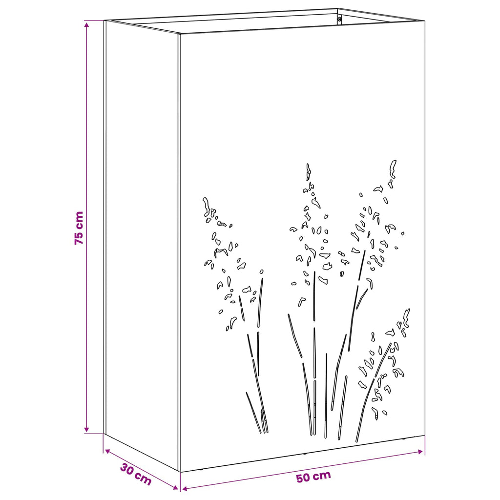 vidaXL Doniczka ogrodowa antracytowy 50 x 30 x 75 cm Stal zimnogięta