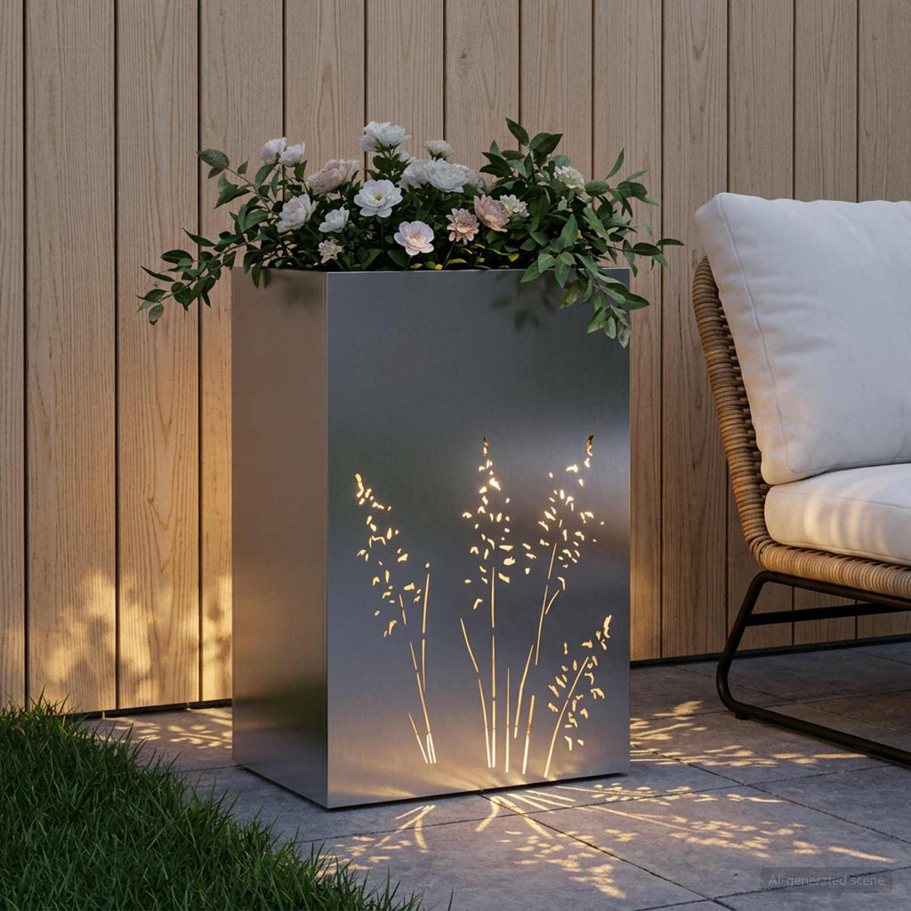 vidaXL Doniczka ogrodowa srebrny 50 x 30 x 75 cm Stal nierdzewna