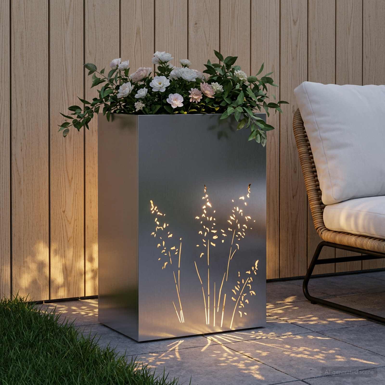 vidaXL Doniczka ogrodowa srebrny 50 x 30 x 75 cm Stal ocynkowana