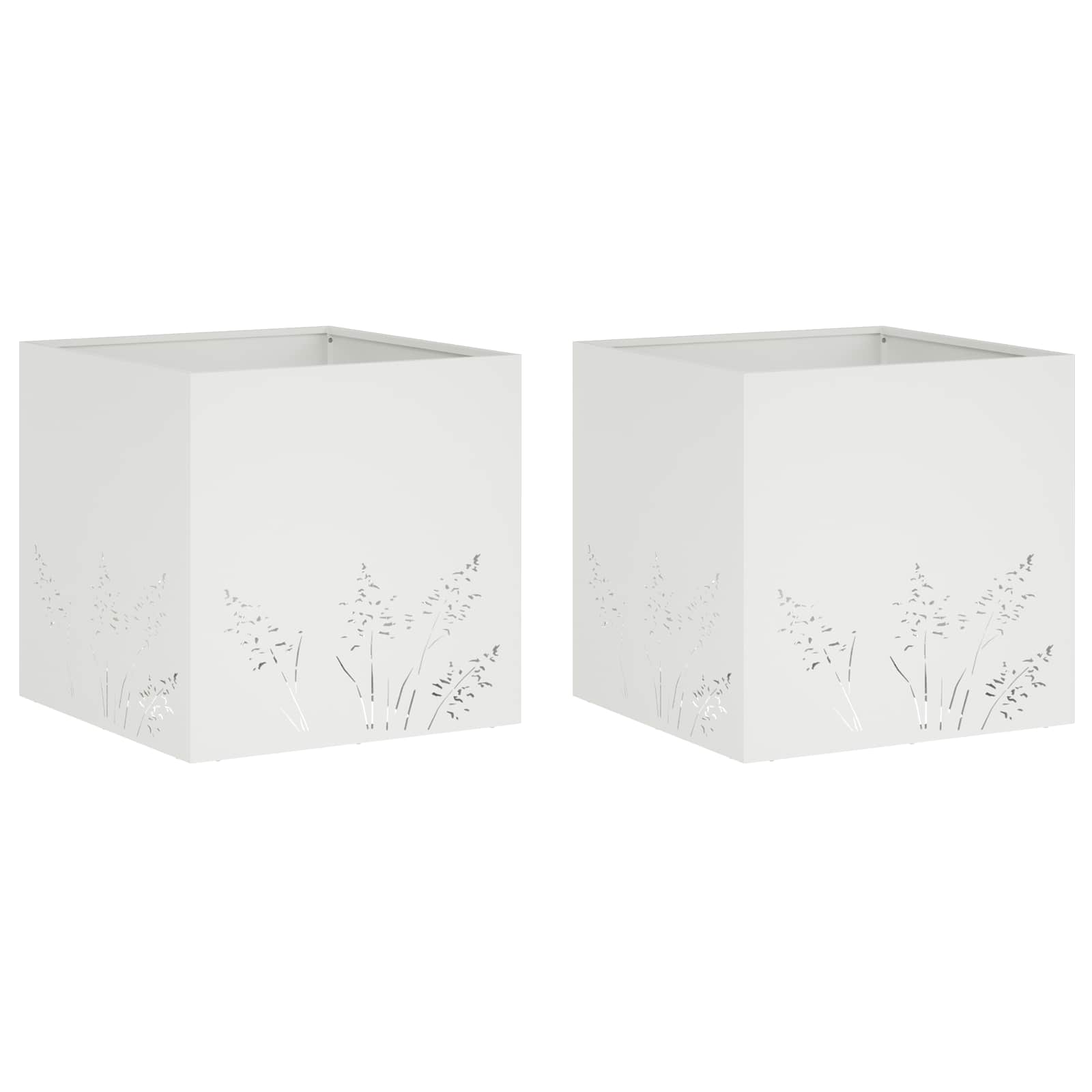 vidaXL Doniczka ogrodowa 2 szt. Biały 50 x 50 x 49 cm Stal zimnogięta