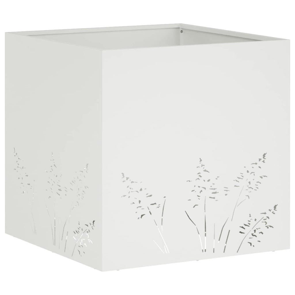 vidaXL Doniczka ogrodowa 2 szt. Biały 50 x 50 x 49 cm Stal zimnogięta