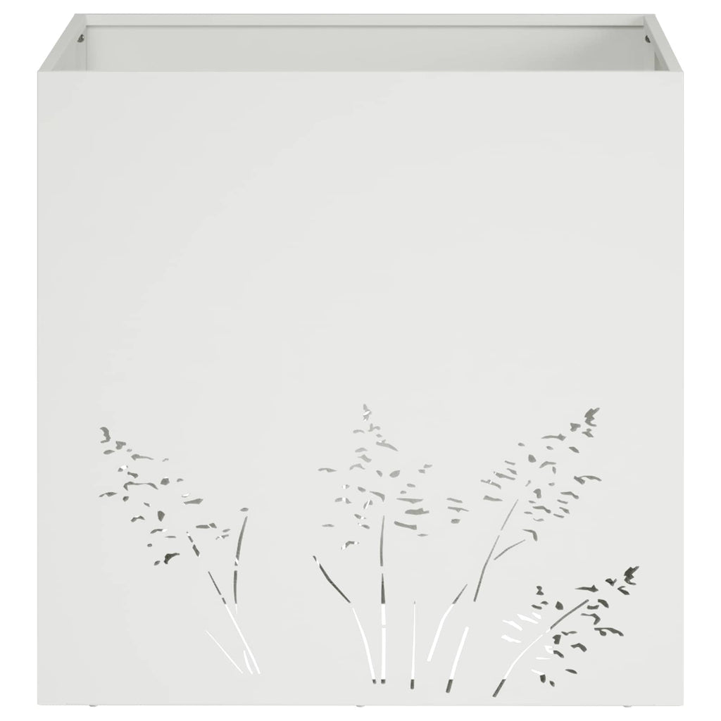 vidaXL Doniczka ogrodowa 2 szt. Biały 50 x 50 x 49 cm Stal zimnogięta