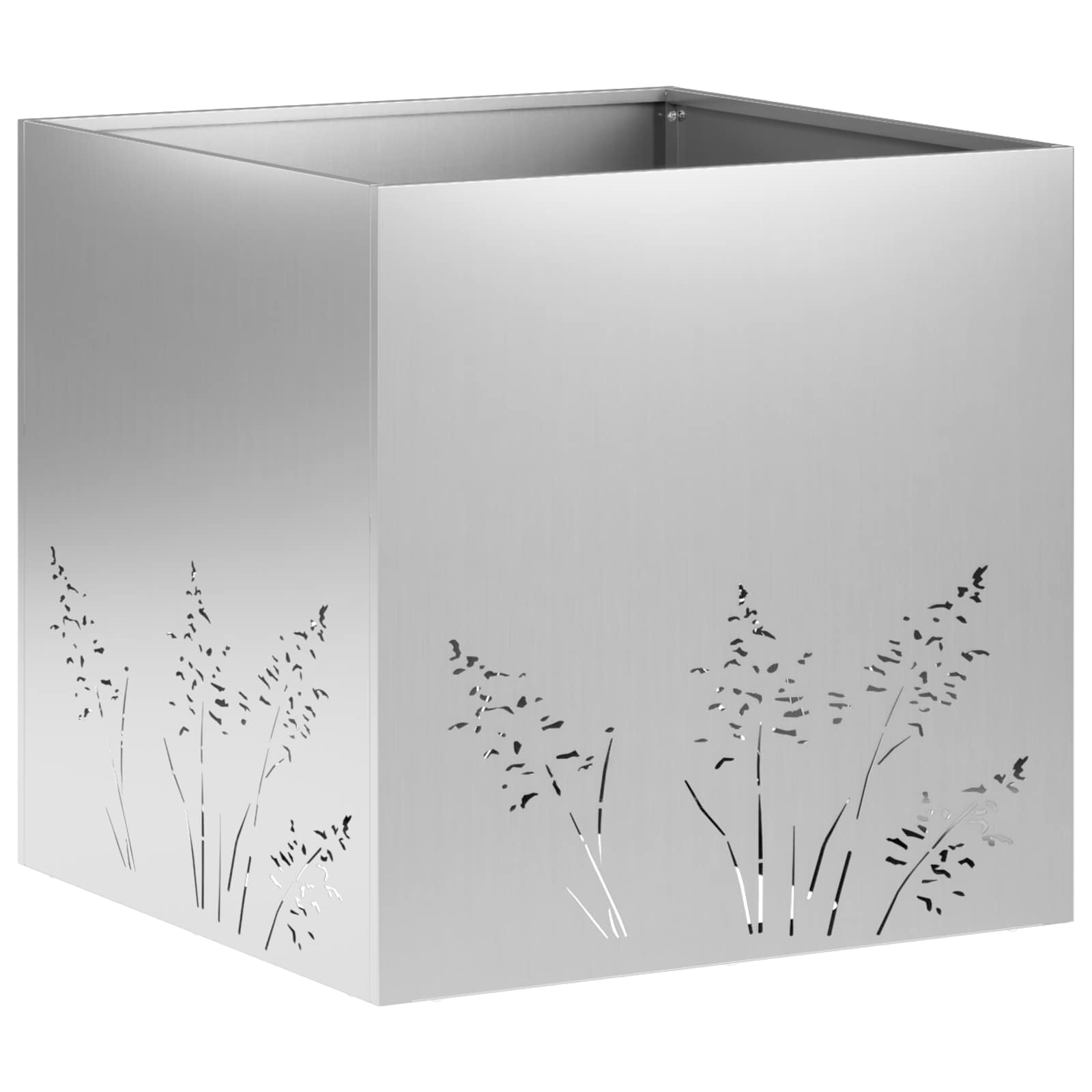 vidaXL Doniczka ogrodowa srebrny 50 x 50 x 49 cm Stal ocynkowana
