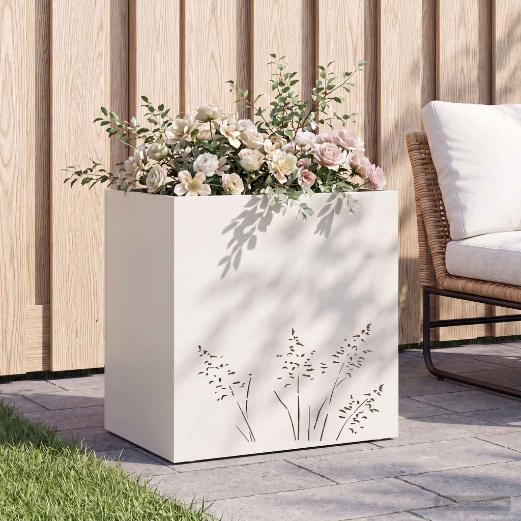 vidaXL Doniczka ogrodowa Biały 50 x 30 x 49 cm Stal zimnogięta