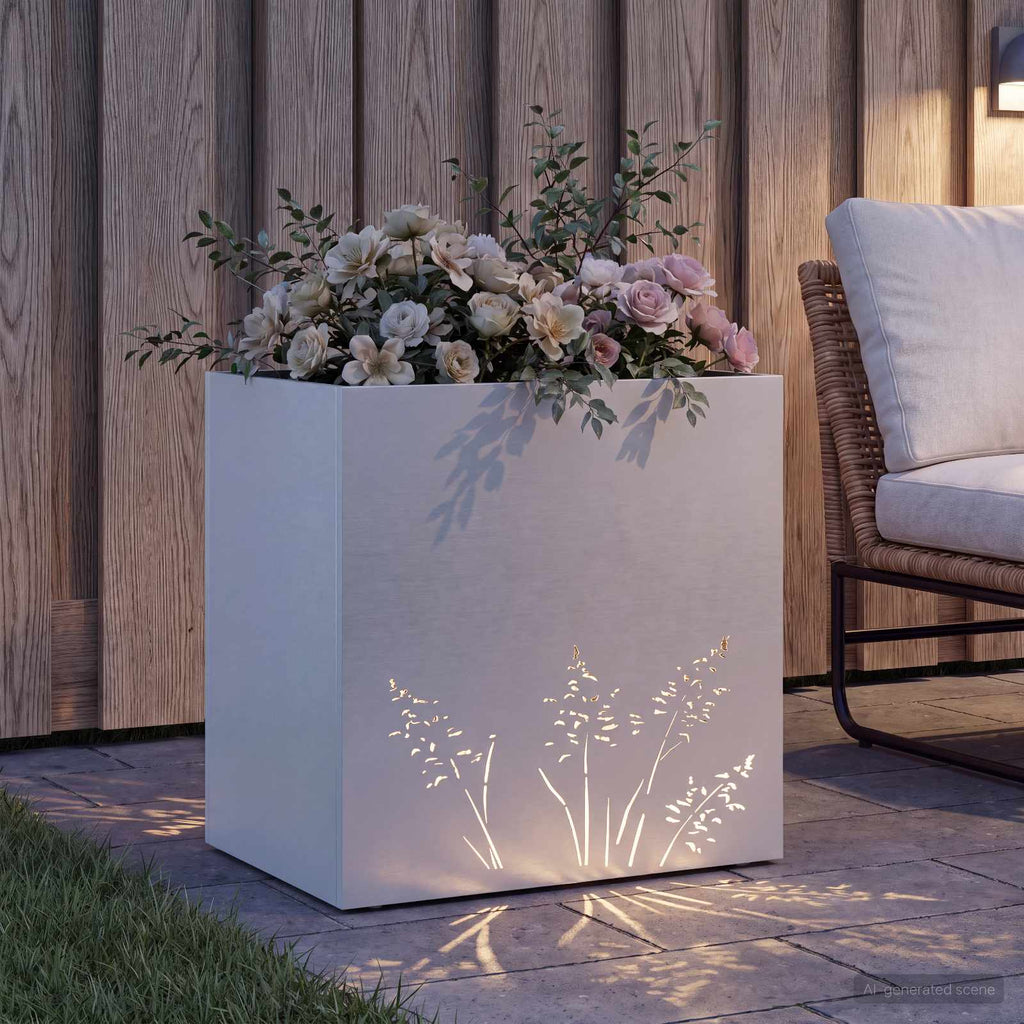 vidaXL Doniczka ogrodowa Biały 50 x 30 x 49 cm Stal zimnogięta