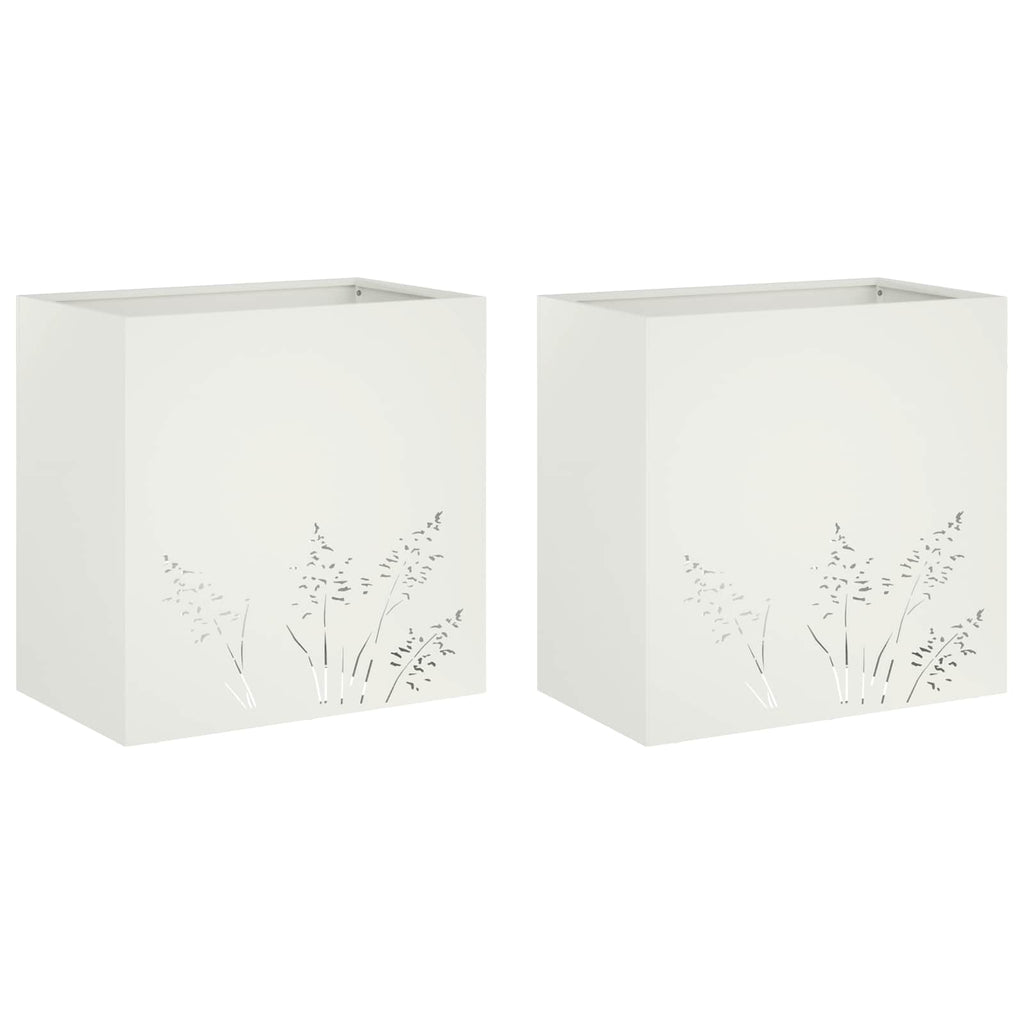 vidaXL Doniczka ogrodowa 2 szt. Biały 50 x 30 x 49 cm Stal zimnogięta