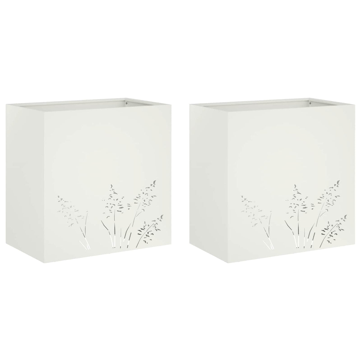 vidaXL Doniczka ogrodowa 2 szt. Biały 50 x 30 x 49 cm Stal zimnogięta
