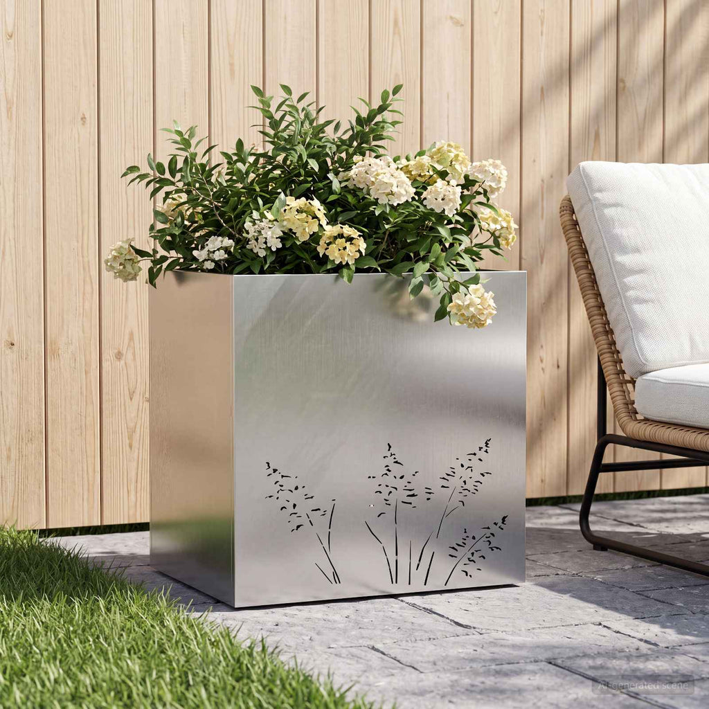vidaXL Doniczka ogrodowa srebrny 50 x 30 x 49 cm Stal nierdzewna