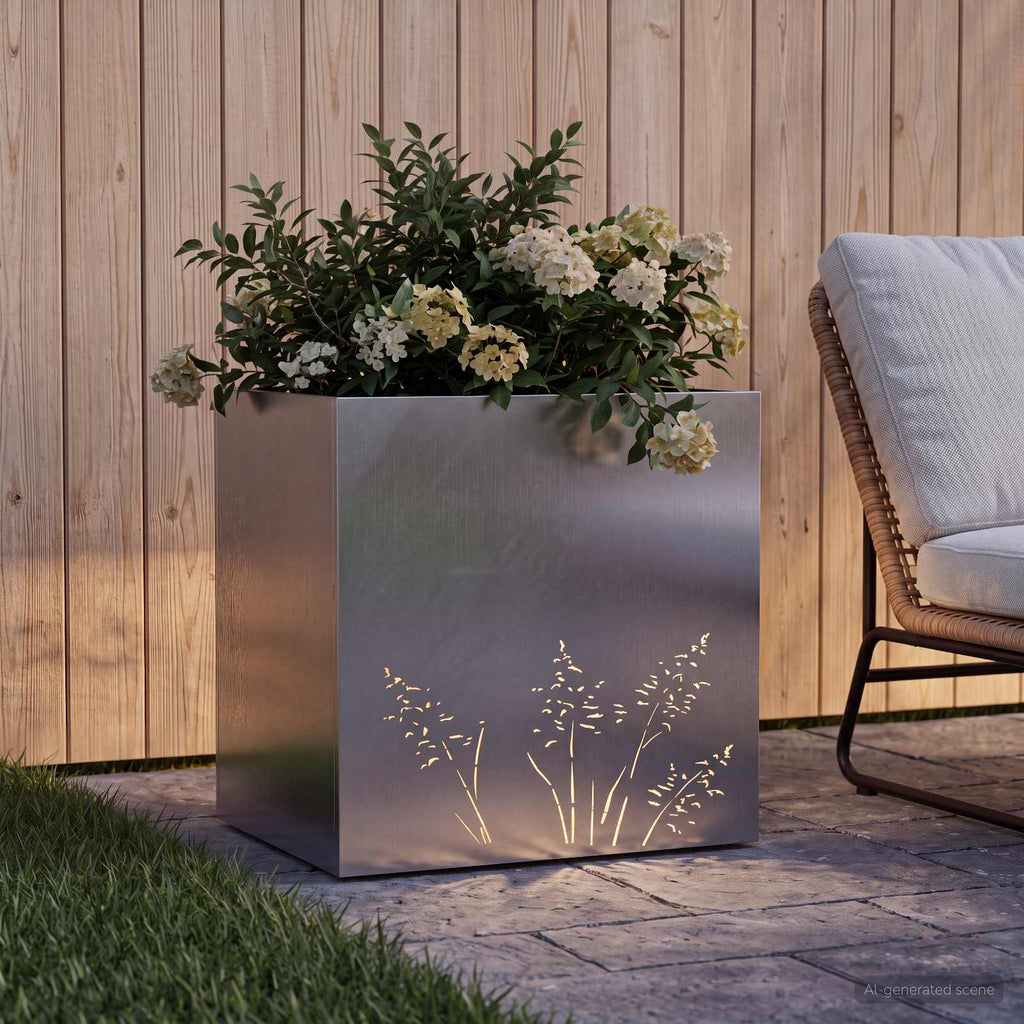 vidaXL Doniczka ogrodowa srebrny 50 x 30 x 49 cm Stal nierdzewna