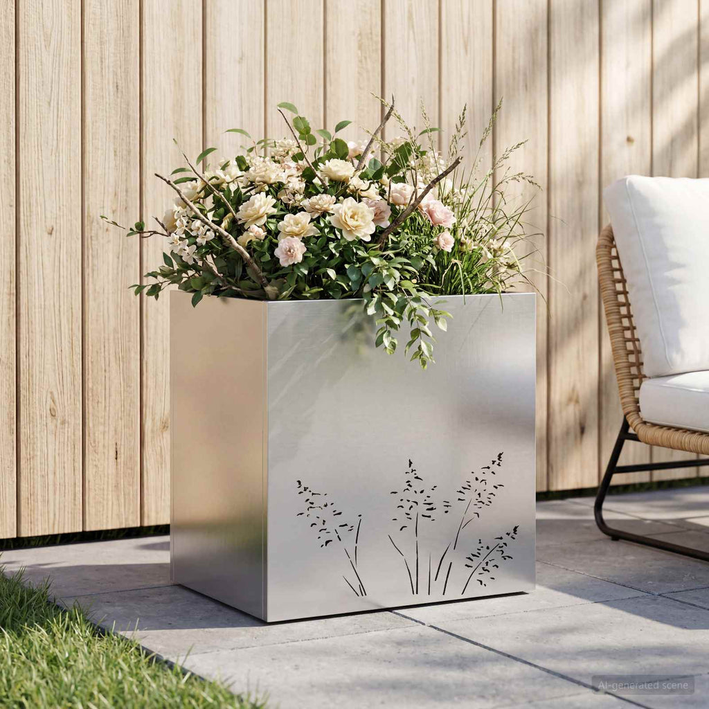 vidaXL Doniczka ogrodowa srebrny 50 x 30 x 49 cm Stal ocynkowana