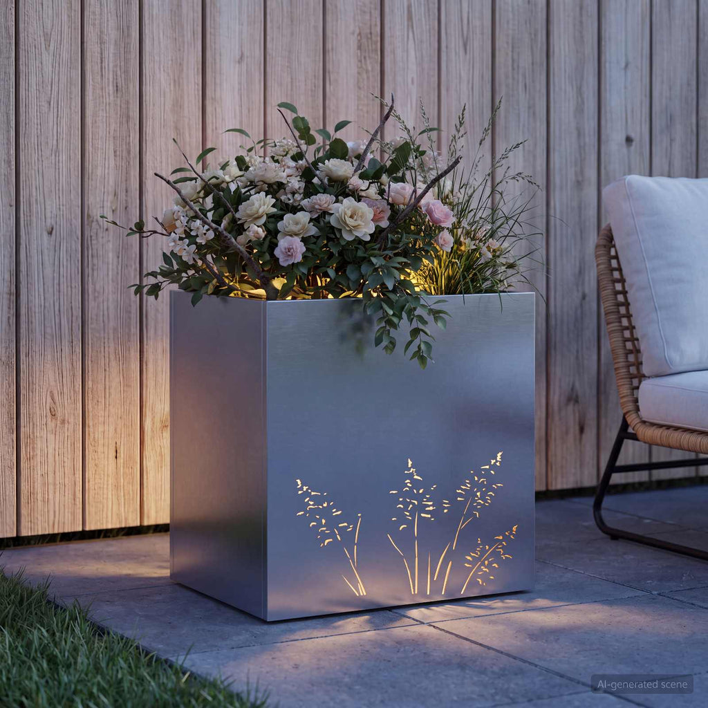 vidaXL Doniczka ogrodowa srebrny 50 x 30 x 49 cm Stal ocynkowana