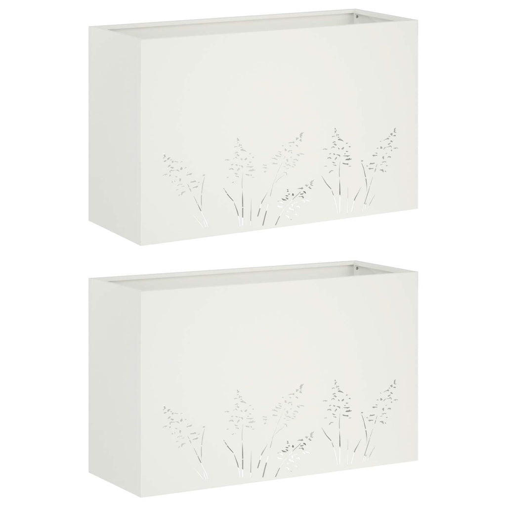 vidaXL Doniczka ogrodowa 2 szt. Biały 80 x 20 x 49 cm Stal zimnogięta