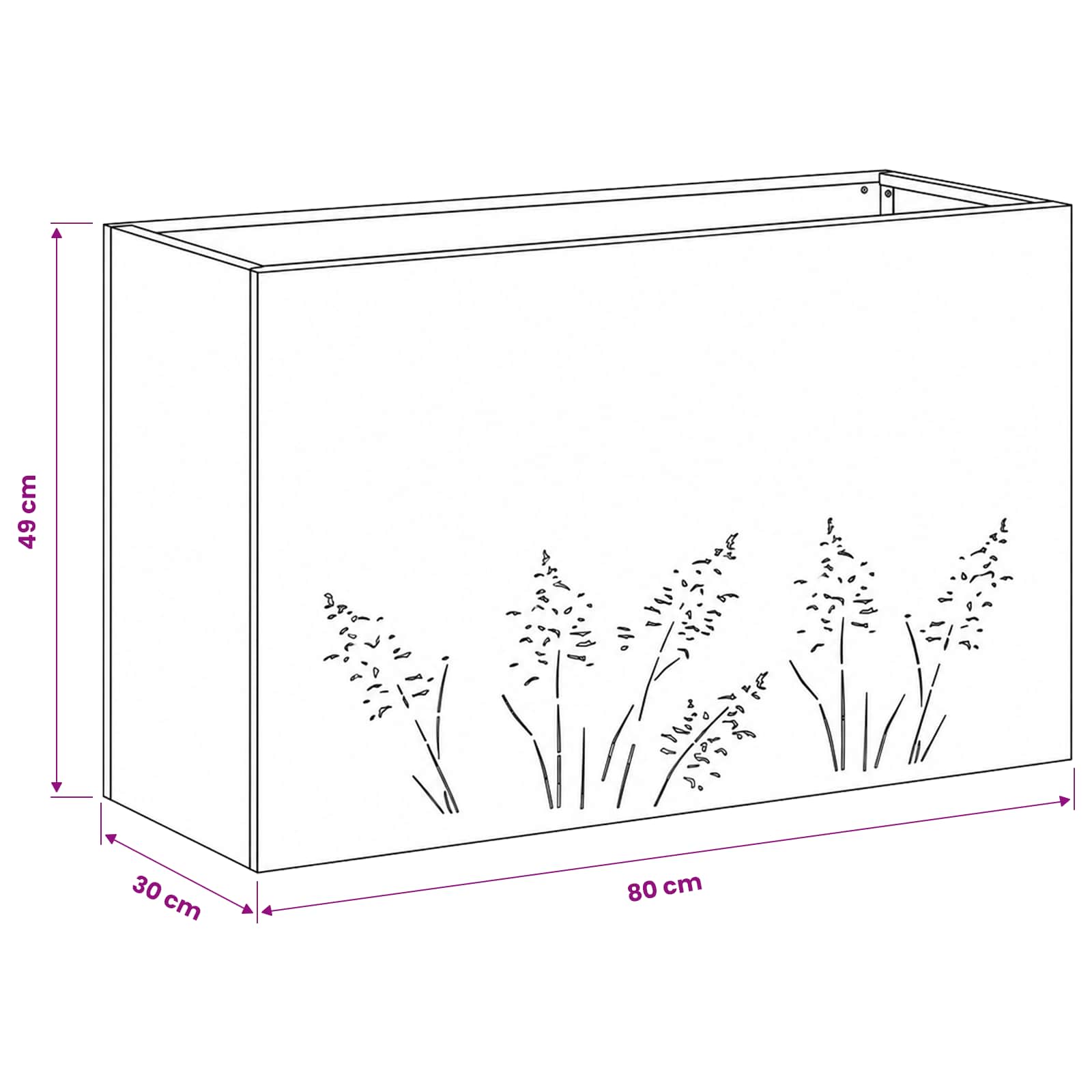 vidaXL Doniczka ogrodowa antracytowy 80 x 30 x 49 cm Stal zimnogięta